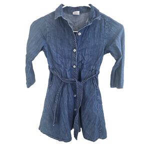 Wonder Nation Denim Long Sleeve Button Up Belted Dress - Size S (6-6X)